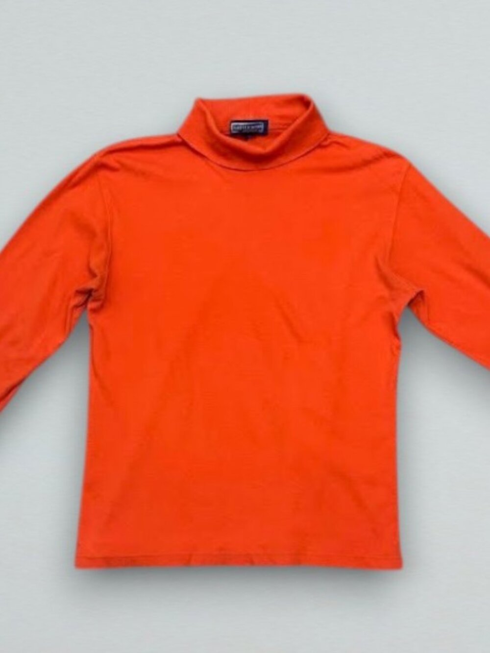 Men’s Orange Cotton Turtleneck Long Sleeve Top Medium - Picture 3 of 5